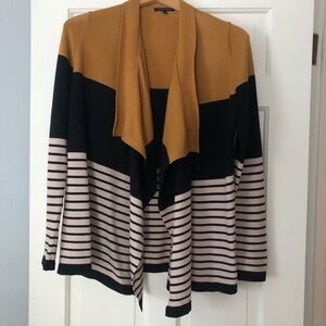 Staccato Mustard/Black Striped Color Snit Cardigan Sweater S